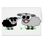 Cute Little Black Sheep and BigGray Sheep Greeting Cards
