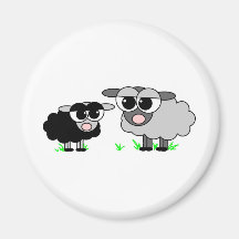 Cute Little Black Sheep and BigGray Sheep Magnet