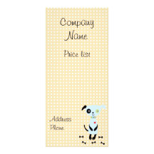 Cute Little Blue Dog Price Cards Full Color Rack Card