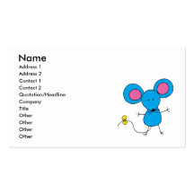 Cute little blue mouse business card template