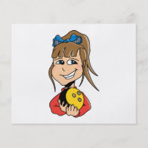 cute little bowling girl kid graphic full colour flyer