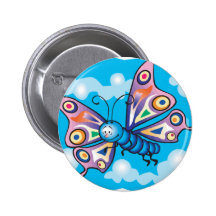 cute little butterfly in the sky pinback button