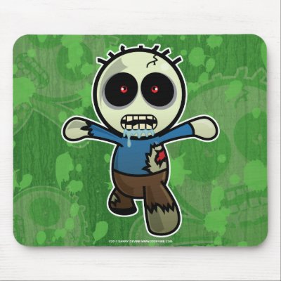 Cute Little Cartoon Zombie Mouse Pad by 3ddevine