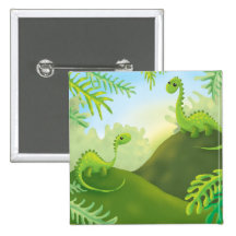 cute little dinosaur land scene buttons