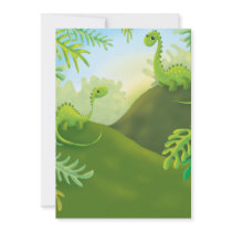 cute little dinosaur land scene custom announcement
