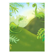 cute little dinosaur land scene custom announcement