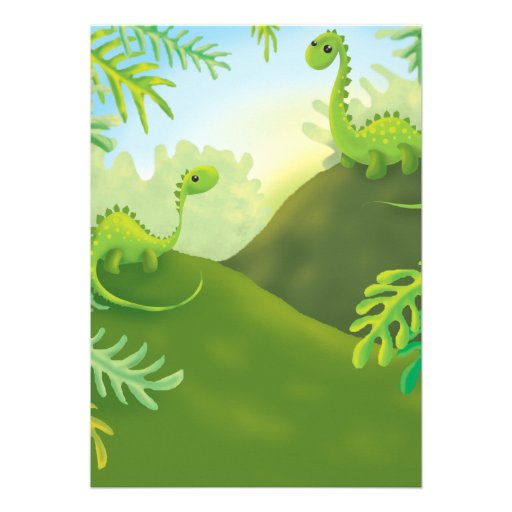 cute little dinosaur land scene custom announcement