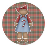 cute little ginger girl round sticker