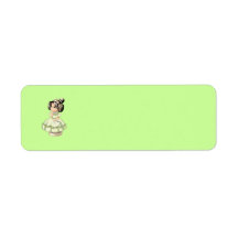 Cute little girl doll cartoon light green brown custom return address label