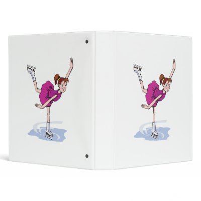 cute little girl figure skater spinning vinyl binders by sports_shop