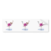 cute little girl figure skater spinning bumper sticker