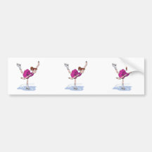 cute little girl figure skater spinning bumper sticker