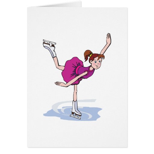 cute little girl figure skater spinning cards