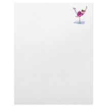 cute little girl figure skater spinning customized letterhead