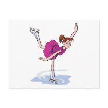 cute little girl figure skater spinning post cards