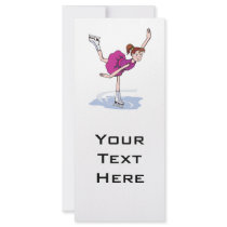 cute little girl figure skater spinning rack cards