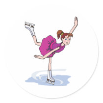 cute little girl figure skater spinning stickers
