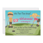 Cute Little Girl Golf Birthday Party Invitation