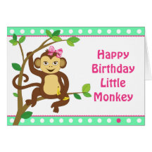 Cute Little Girl Monkey Cards