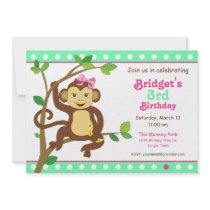 Cute Little Girl Monkey Invitation