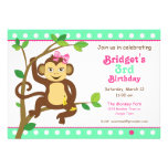 Cute Little Girl Monkey Invitation