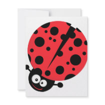 cute little goofy ladybug with lots of spots personalized invitations