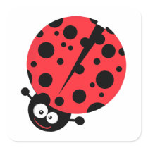 cute little goofy ladybug with lots of spots square sticker