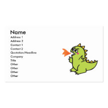 cute little green fire dragon monster business card