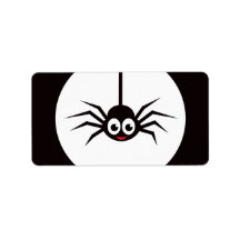 Cute little Halloween spider in front of full moon Address Label