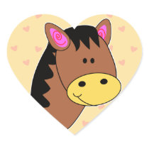Cute Little Horse Face Round Sticker