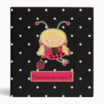 Cute little ladybug girl personalized avery binder