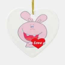 cute little love bunny cartoon character ornaments