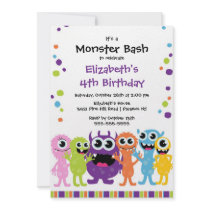 CUTE Little Monster Bash Birthday Party Custom Announcement