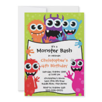 CUTE Little Monster Bash Birthday Party Custom Invite