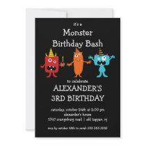 CUTE Little Monster Bash Birthday Party Personalized Invite
