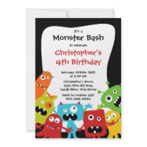 CUTE Little Monster Bash Birthday Party Custom Invitation
