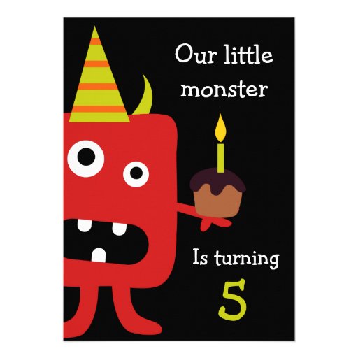 Cute Little Monster Kids Birthday Party Invite