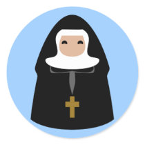 Cute Little Nuns Round Sticker