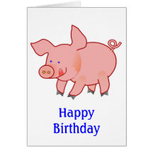 Cute Little Pig Birthday Greeting Card