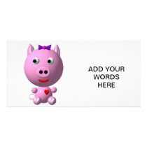 Cute little piggy with hearts and bow!