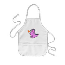 cute little pink fire dragon monster aprons