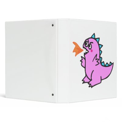 cute little pink fire dragon monster vinyl binder by monster_madhouse