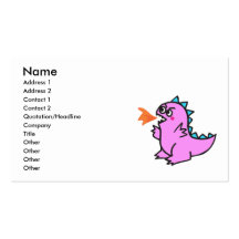 cute little pink fire dragon monster business card