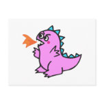 cute little pink fire dragon monster postcards