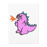 cute little pink fire dragon monster post card