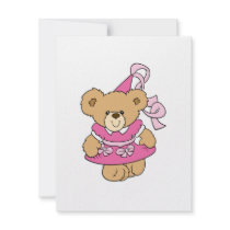 Cute Little Pink Princess Bear Invitations