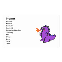 cute little purple fire dragon monster business card template