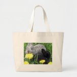 CUTE LITTLE RABBITS BUNNIES DANDELION GRASS NATURE TOTE BAGS