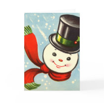 Cute Little Retro Snowman Greeting Card