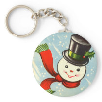 Cute Little Retro Snowman Keychains